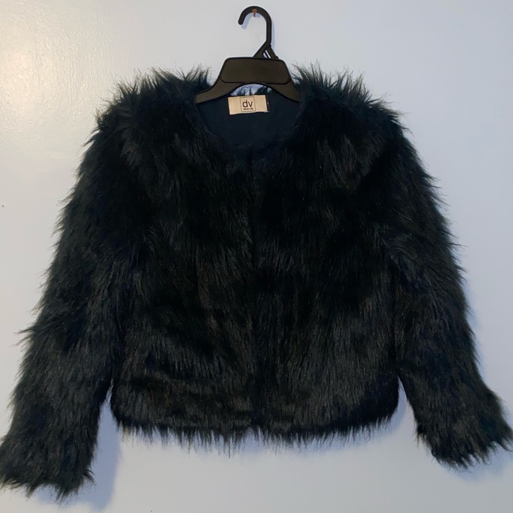 Dolce Vita Deep Navy Blue Faux Fur Cropped Jacket – Size Small
